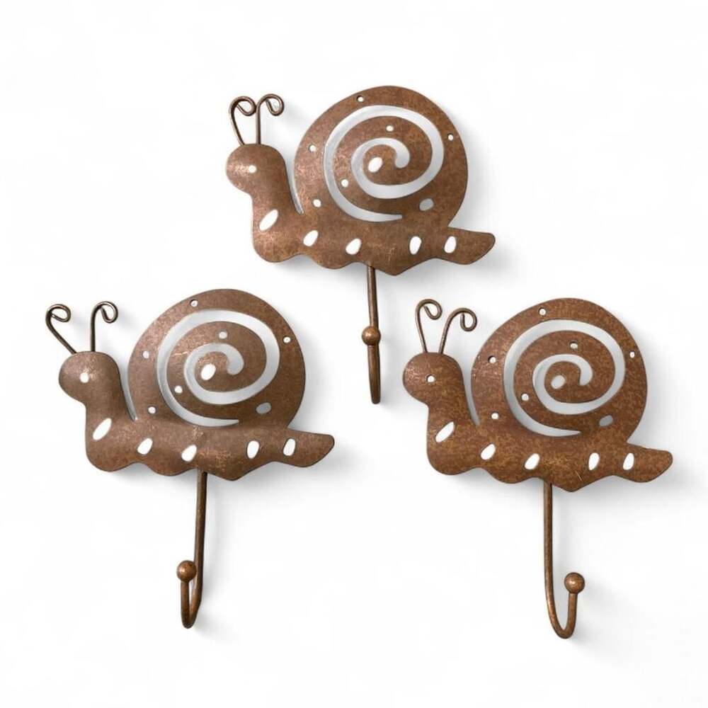 Set of 3 Rustic Metal Snail Wall Hooks